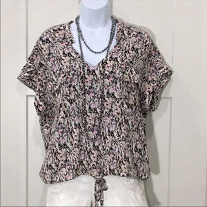 ARK & Co floral abstract bottom tie top size small